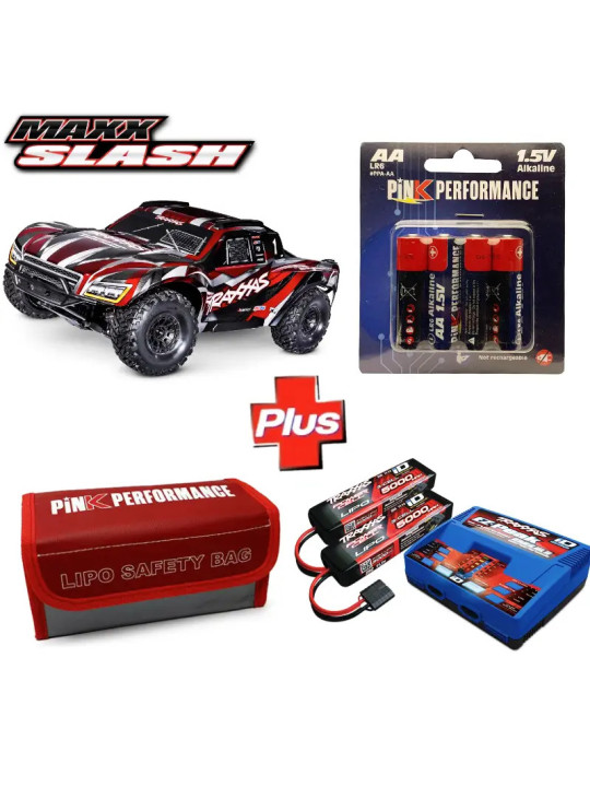 TRAXXAS PACK COMPLET MAXX SLASH 6S 4WD BRUSHLESS SHORT COURSE TRUCK ROUGE TQi TSM RTR PACK-102076-4-RED