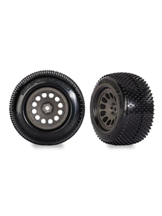 TRAXXAS TIRES & WHEELS ASSEMBLED CHARCOAL GRAY WHEELS RESPONSE PRO TIRES 10774-GRAY