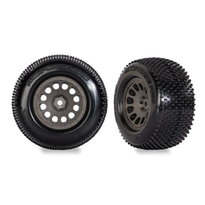 TRAXXAS TIRES & WHEELS ASSEMBLED CHARCOAL GRAY WHEELS RESPONSE PRO TIRES 10774-GRAY