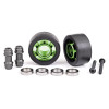 TRAXXAS GREEN ALUMINUM WHEELIE BAR WHEELS W/ HARDWARE (2) 7775G