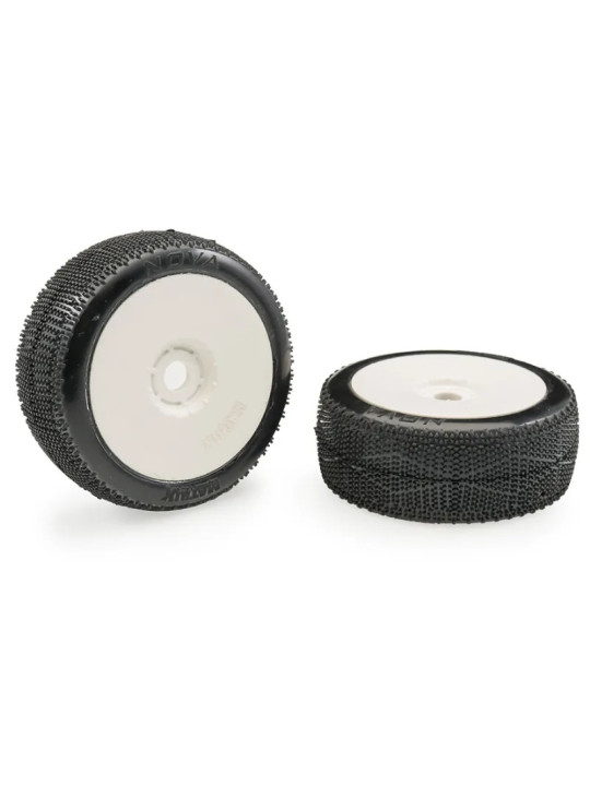 MATRIX NOVA 1:8 BUGGY TYRES PRE-GLUED WHITE WHEELS (2)