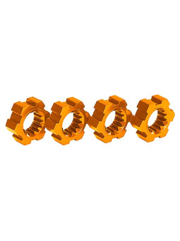 TRAXXAS 24 MM ORANGE ALUMINUM SPLINED HEX WHEEL HUBS (4) 7756-ORNG