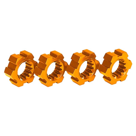 TRAXXAS 24 MM ORANGE ALUMINUM SPLINED HEX WHEEL HUBS (4) 7756-ORNG