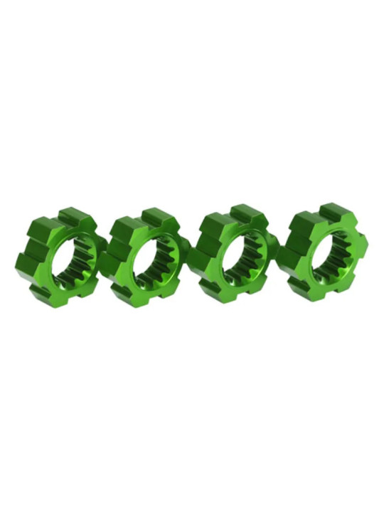 TRAXXAS 24 MM GREEN ALUMINUM SPLINED HEX WHEEL HUBS (4) 7756G