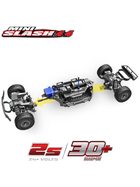 TRAXXAS MINI SLASH BL-2S USB AVEC ACCUS / CHARGEUR USB TQ 2.4 GHZ RTR 108164-1