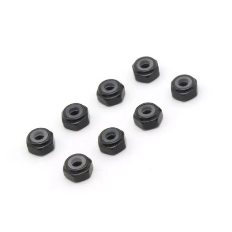 KYOSHO ECROUS DE ROUE M2 NYLSTOP ALU MINI-Z (8) NOIRS MZW128BK