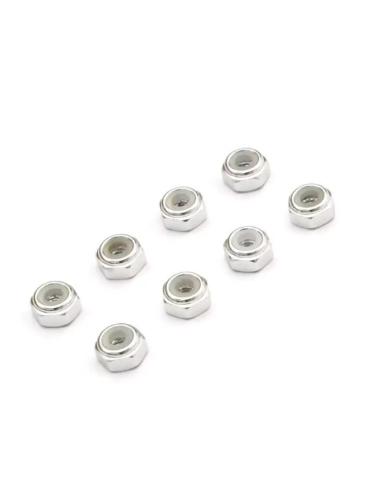 KYOSHO ECROUS DE ROUE M2 NYLSTOP ALU MINI-Z (8) SILVER MZW128S