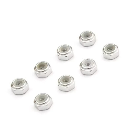 KYOSHO ECROUS DE ROUE M2 NYLSTOP ALU MINI-Z (8) SILVER MZW128S