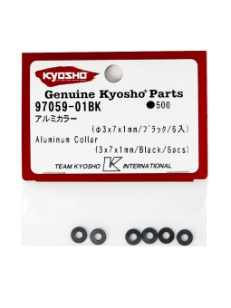 KYOSHO BLACK  ANODIZED WASHER 3X7X1MM. (6) 97059-01BK