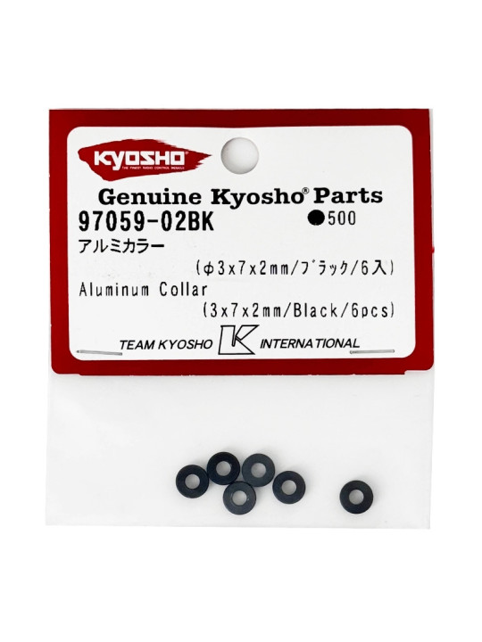 KYOSHO BLACK  ANODIZED WASHER 3X7X2MM. (6) 97059-02BK