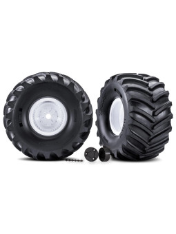 TRAXXAS ROUES MONTEES COLLEES X-TRUCK BIGFOOT BLANCHES (2) 7689