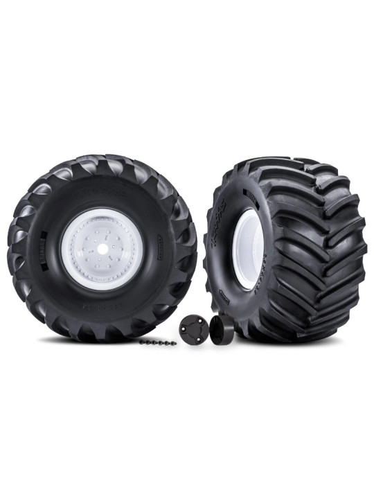 TRAXXAS ROUES MONTEES COLLEES X-TRUCK BIGFOOT BLANCHES (2) 7689