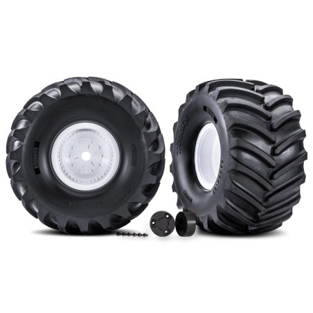 TRAXXAS ROUES MONTEES COLLEES X-TRUCK BIGFOOT BLANCHES (2) 7689