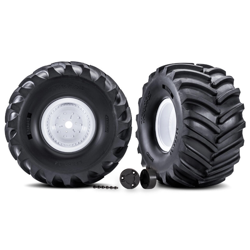 TRAXXAS ROUES MONTEES COLLEES X-TRUCK BIGFOOT BLANCHES (2) 7689