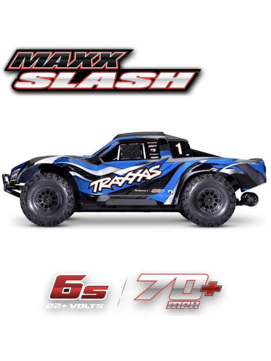 TRAXXAS MAXX SLASH 6S 4WD BRUSHLESS SHORT COURSE TRUCK BLUE TQi TSM RTR 102076-4-BLUE