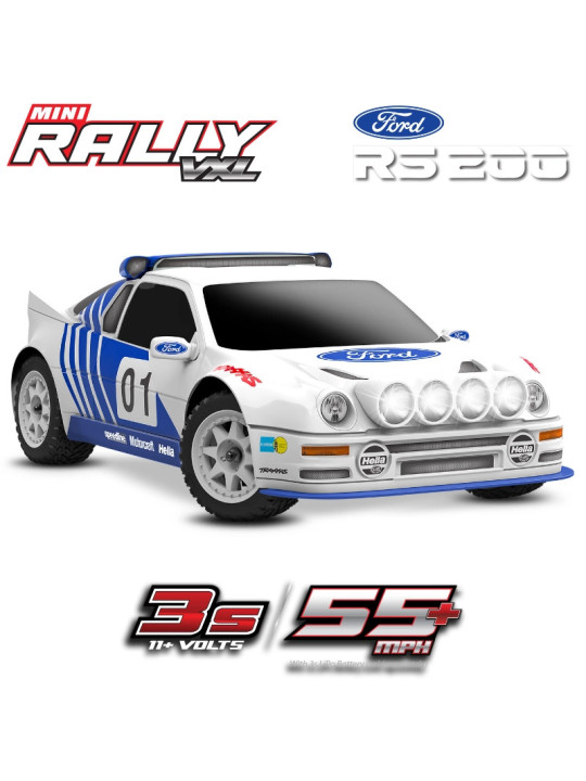 TRAXXAS MINI RALLY VXL-3S USB AVEC ACCU / CHARGEUR USB TQi 2.4 GHZ RTR 108046-1-WHT