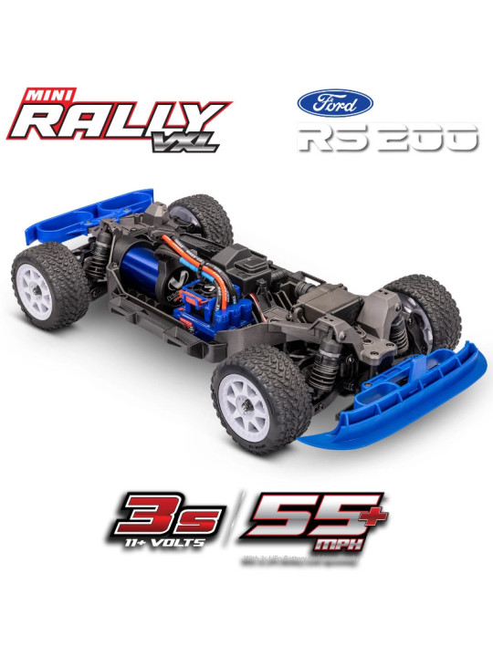 TRAXXAS MINI RALLY VXL-3S USB AVEC ACCU / CHARGEUR USB TQi 2.4 GHZ RTR 108046-1-WHT
