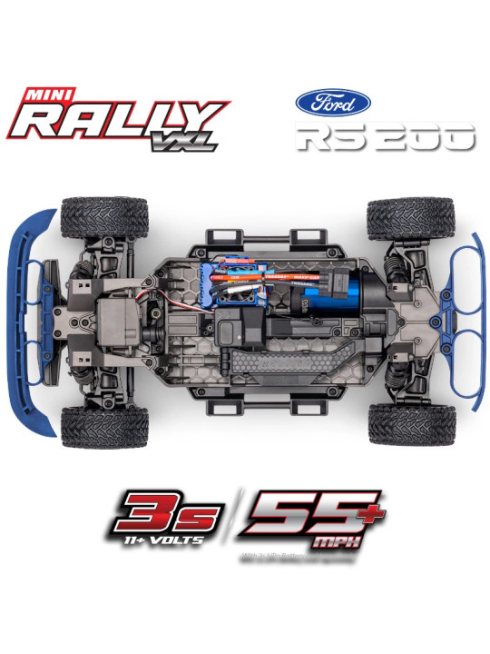 TRAXXAS MINI RALLY VXL-3S USB AVEC ACCU / CHARGEUR USB TQi 2.4 GHZ RTR 108046-1-WHT