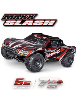 TRAXXAS MAXX SLASH 6S 4WD BRUSHLESS SHORT COURSE TRUCK ROUGE TQi TSM RTR 102076-4-RED