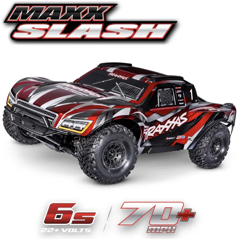 TRAXXAS MAXX SLASH 6S 4WD BRUSHLESS SHORT COURSE TRUCK RED TQi TSM RTR 102076-4-RED