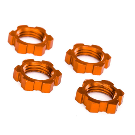 TRAXXAS WHEEL NUTS SPLINED 17MM SERRATED (ORANGE-ANODIZED) (4) 7758T
