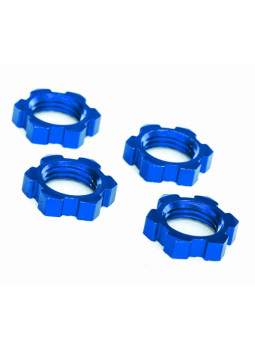 TRAXXAS WHEEL NUTS SPLINED 17MM SERRATED (BLUE-ANODIZED) (4) 7758