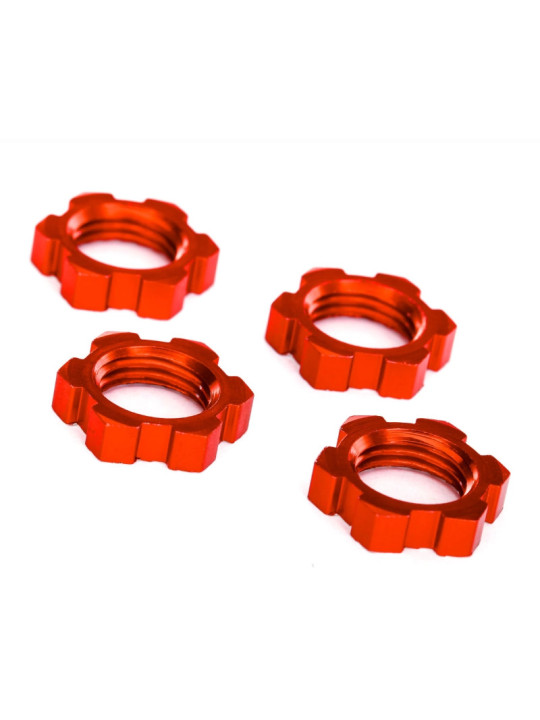 TRAXXAS WHEEL NUTS SPLINED 17MM SERRATED (RED-ANODIZED) (4) 7758R