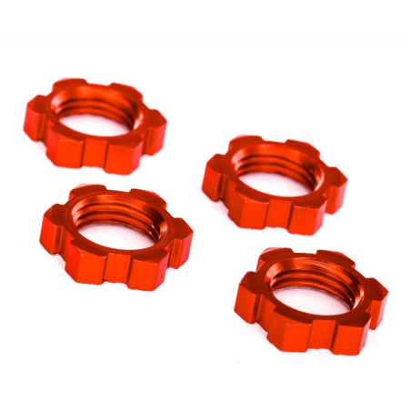 TRAXXAS WHEEL NUTS SPLINED 17MM SERRATED (RED-ANODIZED) (4) 7758R