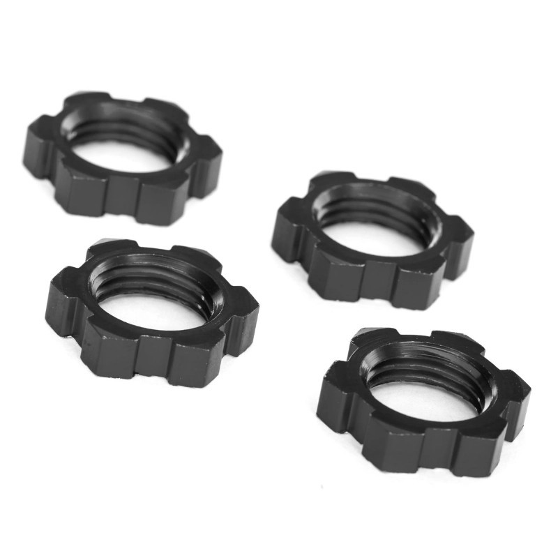 TRAXXAS WHEEL NUTS SPLINED 17MM SERRATED (BLACK-ANODIZED) (4) 7758A