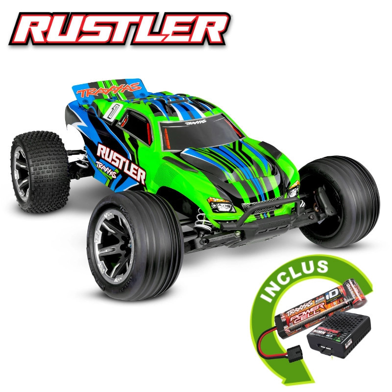 TRAXXAS RUSTLER 4X2 BRUSHED AVEC ACCUS / CHARGEUR USB HD 37254-8
