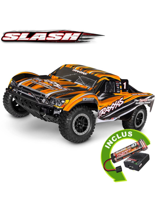 TRAXXAS SLASH 4X2 BRUSHED AVEC ACCUS / CHARGEUR USB HD 58234-8