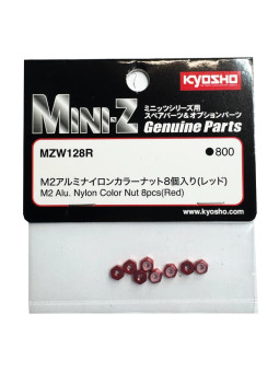 KYOSHO MINI-Z M2 NYLON COLOR ALU WHEEL NUT (8) RED MZW128R