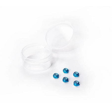 KOSWORK ECROUS DE ROUE NYLSTOP ALU BLEUS M2 (5) MINI-Z SERIES KOS04371-1