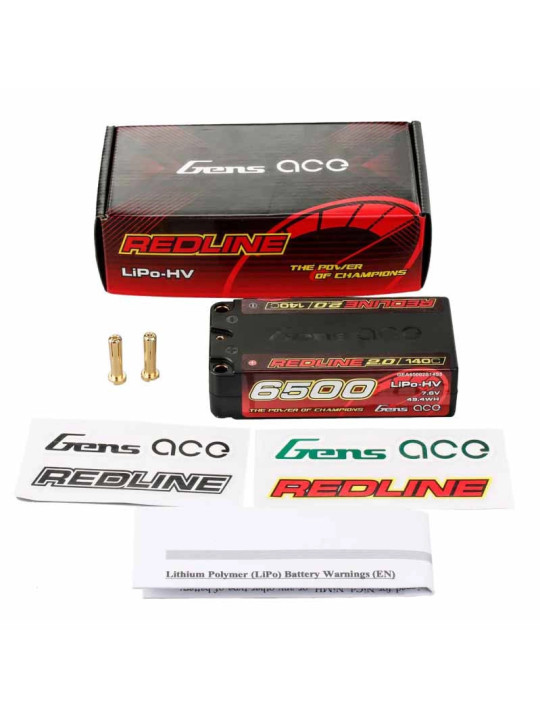 GENS ACE BATTERIE REDLINE 2.0 SHORTY 2S HV 7.6V-140C-6500 GEA65002S14S5