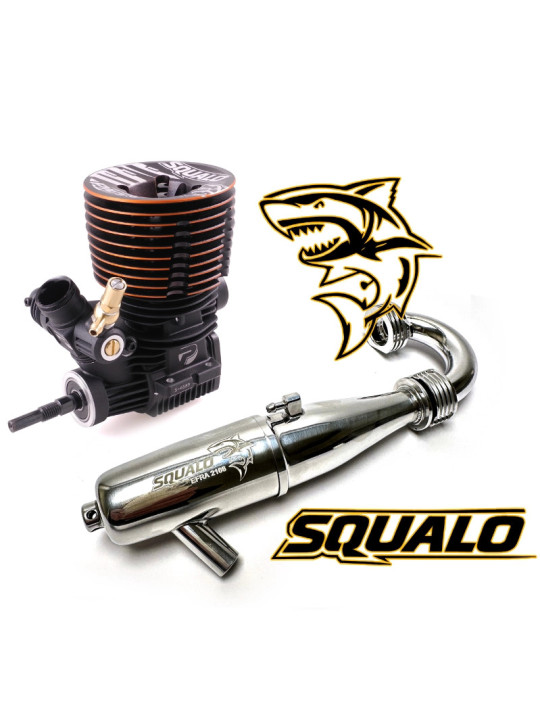 PICCO SQUALO DLC OFF ROAD ENGINE .21 CERAMIC ALU CARBURETTOR + INLINE EXHAUST 2166 PIC9699-COMBO