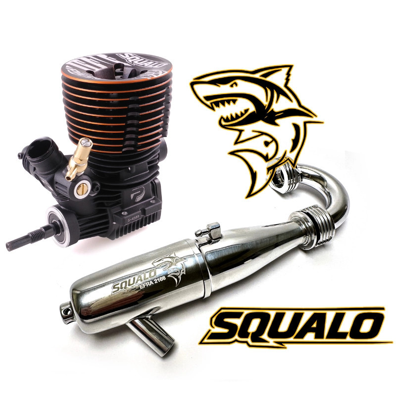 PICCO SQUALO DLC OFF ROAD ENGINE .21 CERAMIC ALU CARBURETTOR + INLINE EXHAUST 2166 PIC9699-COMBO