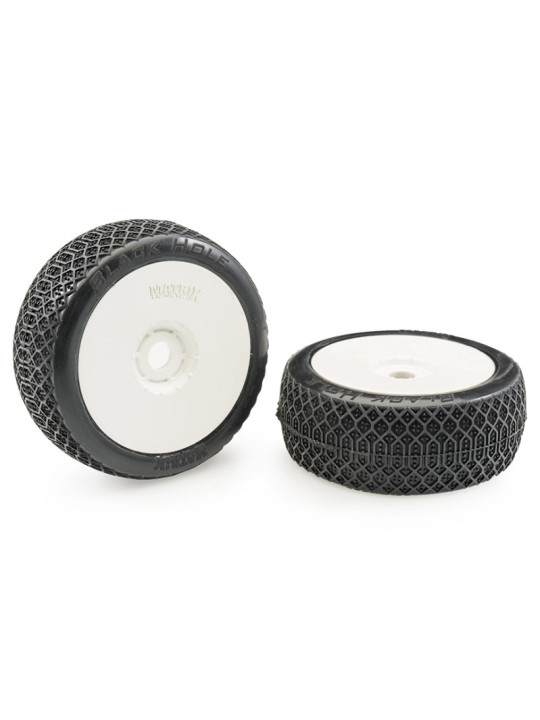 MATRIX BLACKHOLE 1:8 BUGGY TYRES PRE-GLUED WHITE WHEELS (2) M.BLA