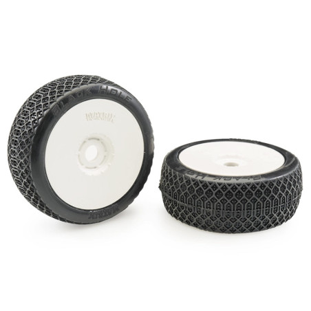 MATRIX BLACKHOLE 1:8 BUGGY TYRES PRE-GLUED WHITE WHEELS (2) M.BLA