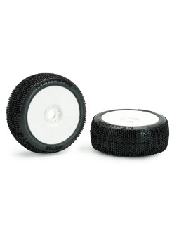 MATRIX NEUTRON 1:8 BUGGY TYRES PRE-GLUED WHITE WHEELS (2) M.NEU