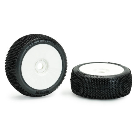 MATRIX NEUTRON 1:8 BUGGY TYRES PRE-GLUED WHITE WHEELS (2) M.NEU
