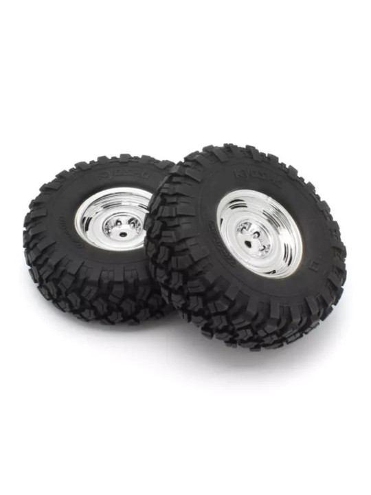 KYOSHO PNEUS KC10 MONTES-COLLES / JANTES DISH CHROME (2) CLTH001SC-40