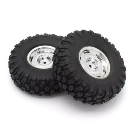 KYOSHO KC10 DISH CHROME COMPLETE WHEELS (2) CLTH001SC-40