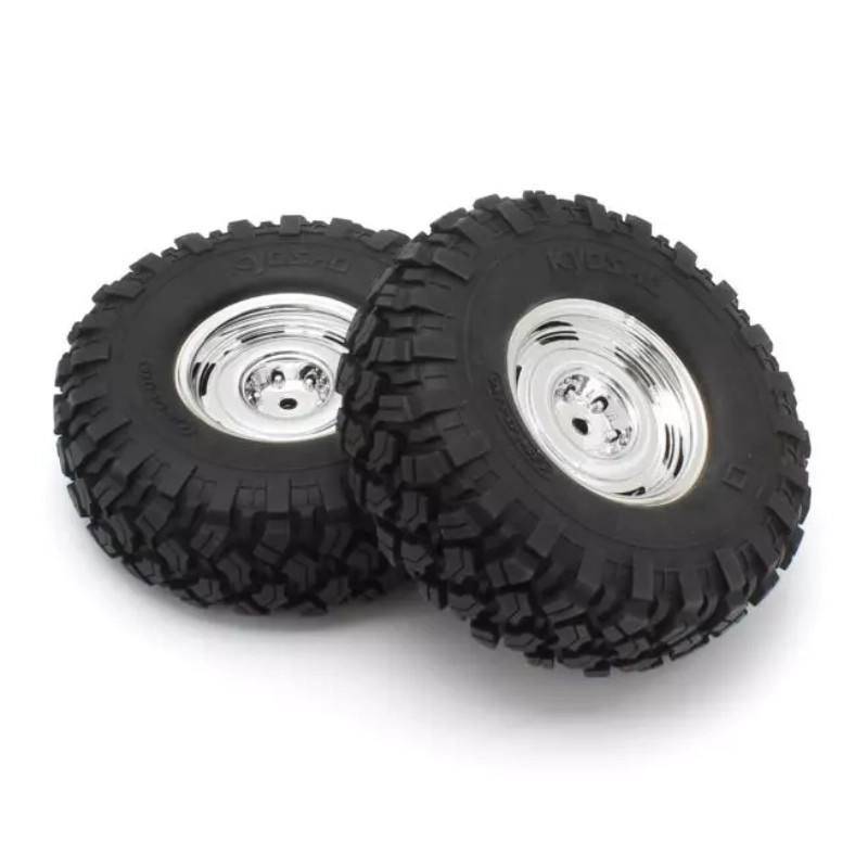 KYOSHO KC10 DISH CHROME COMPLETE WHEELS (2) CLTH001SC-40