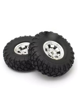 KYOSHO PNEUS KC10 MONTES-COLLES / JANTES SPOKE CHROME (2) CLTH002SC-40