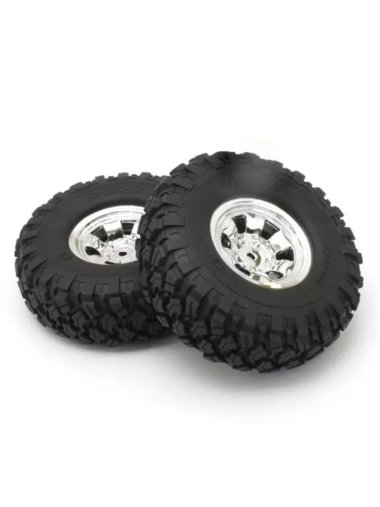 KYOSHO KC10 SPOKE CHROME COMPLETE WHEELS (2) CLTH002SC-40