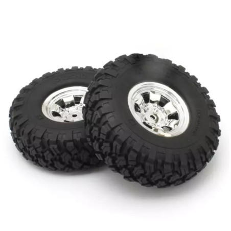 KYOSHO PNEUS KC10 MONTES-COLLES / JANTES SPOKE CHROME (2) CLTH002SC-40