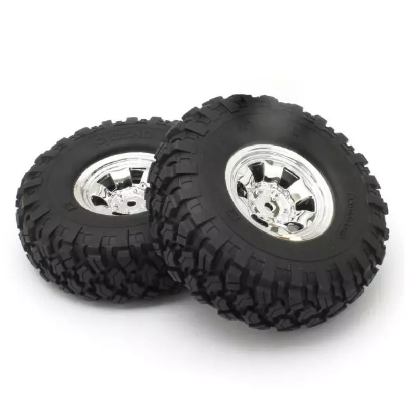 KYOSHO PNEUS KC10 MONTES-COLLES / JANTES SPOKE CHROME (2) CLTH002SC-40