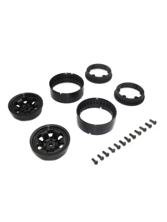 KYOSHO KC10 BEAD-LOCK 1.9 INCHES SPOKE BLACK WHEELS (2) CLH002BK