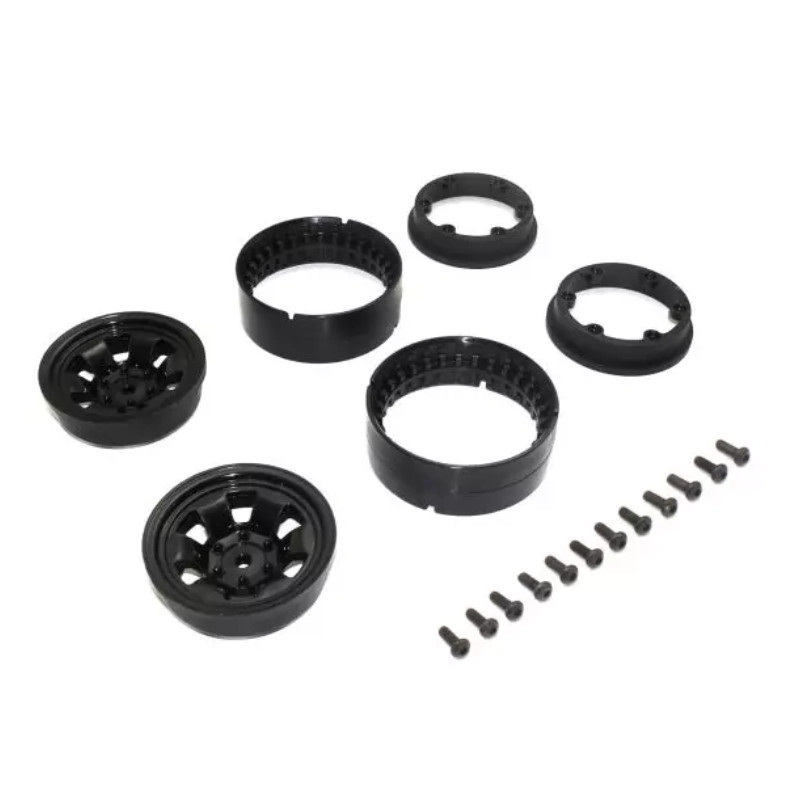 KYOSHO KC10 BEAD-LOCK 1.9 INCHES SPOKE BLACK WHEELS (2) CLH002BK