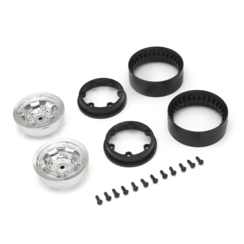 KYOSHO KC10 BEAD-LOCK 1.9 INCHES SPOKE CHROME WHEELS (2) CLH002SC